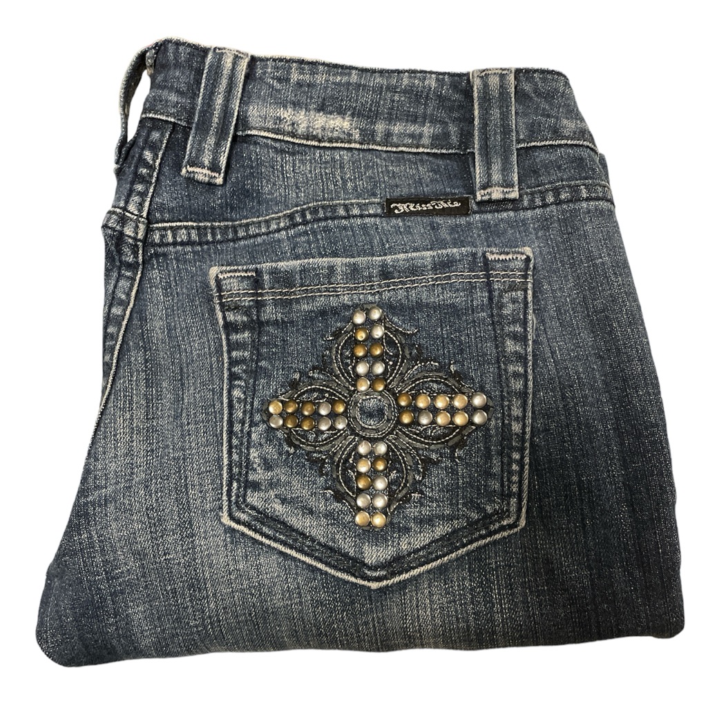 {Miss Me} Metallic Studded Cross Jeans